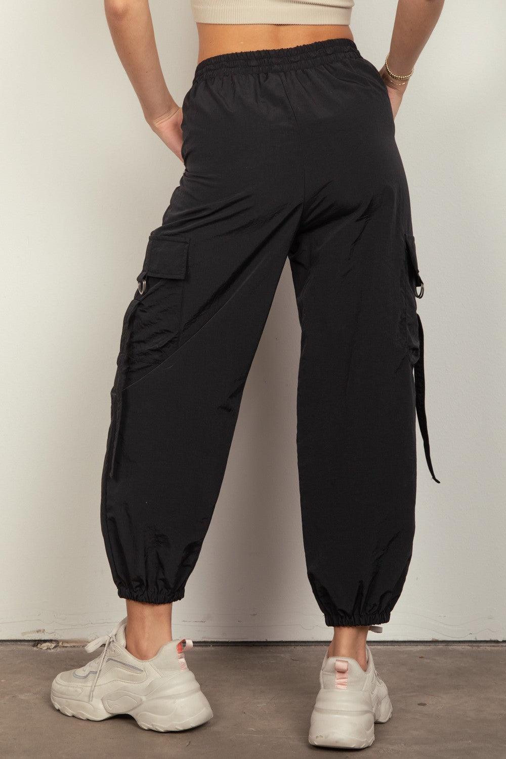 VERY J Elastic Waist Woven Cargo Pants - Bkonfec. Store Fashion