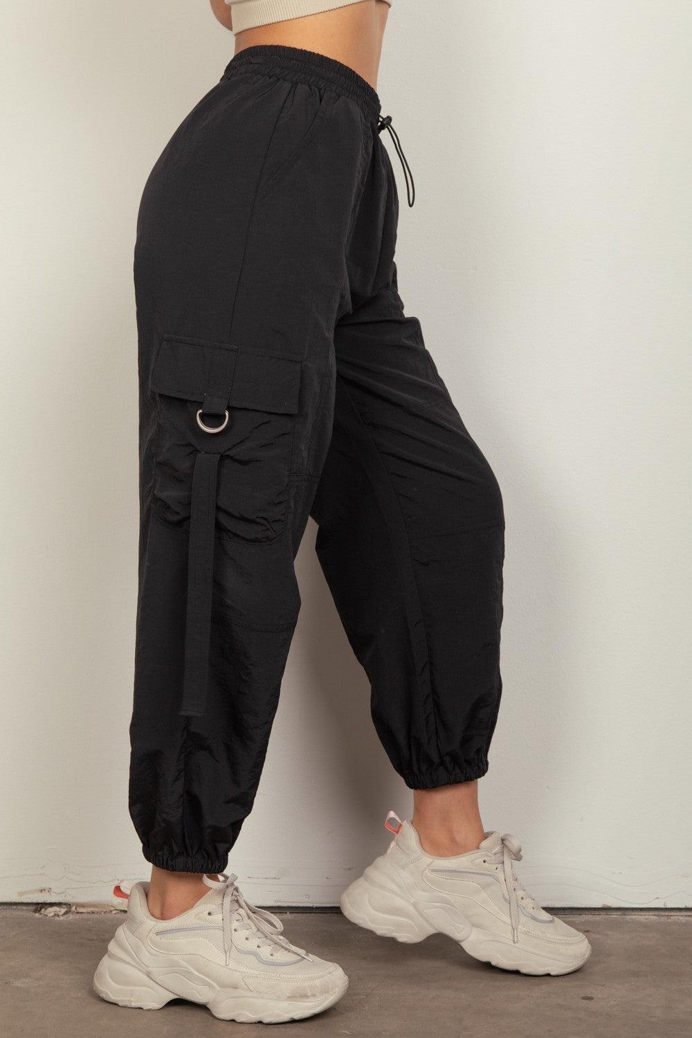 VERY J Elastic Waist Woven Cargo Pants - Bkonfec. Store Fashion