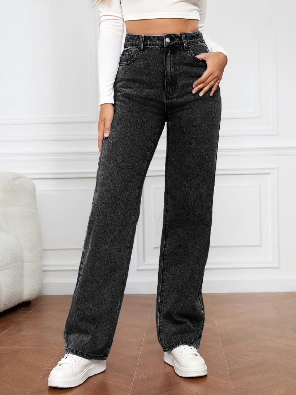 High Waist Straight Jeans - Bkonfec. Store Fashion