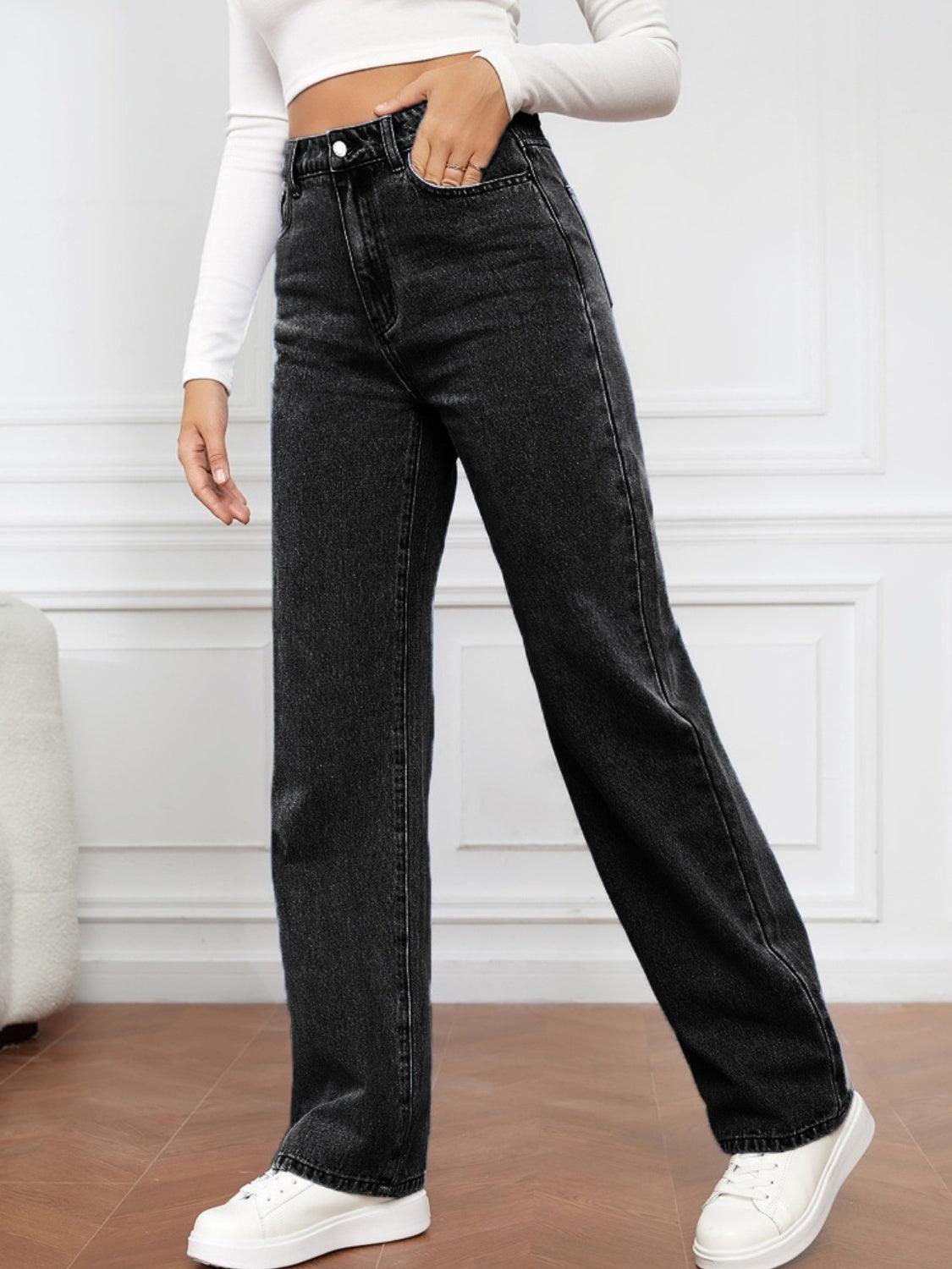 High Waist Straight Jeans - Bkonfec. Store Fashion