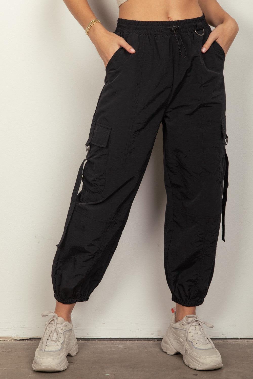 VERY J Elastic Waist Woven Cargo Pants - Bkonfec. Store Fashion