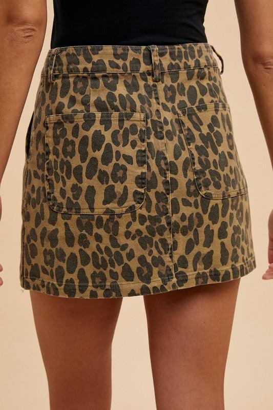 Annie Wear Leopard Denim Mini Skirt - Bkonfec. Store Fashion