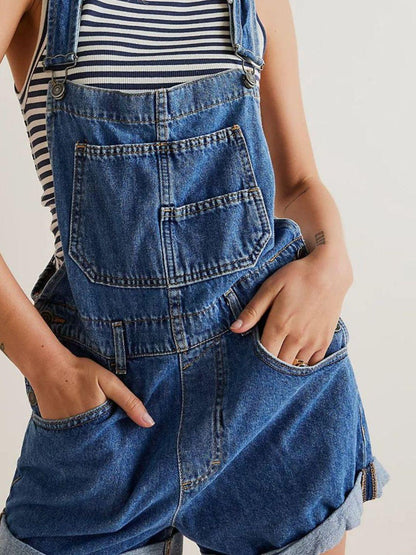 Wide Strap Square Neck Denim Overalls - Bkonfec. Store Fashion