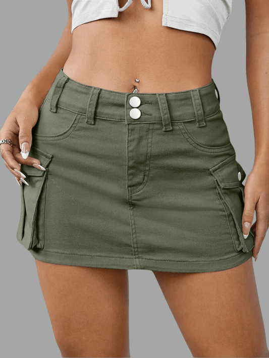 Denim Cargo Mini Skirt - Bkonfec. Store Fashion