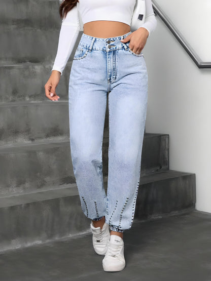 Studded High Waist Jeans