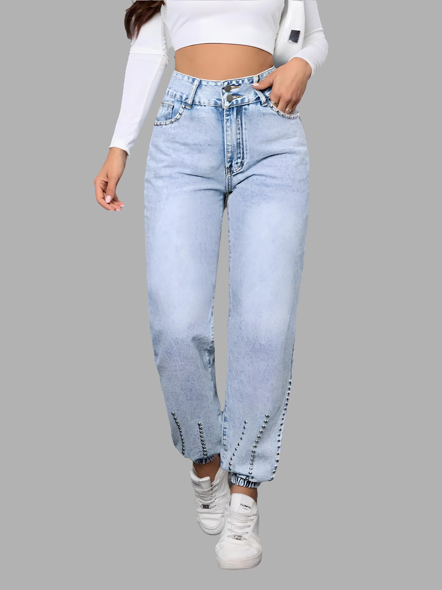 Studded High Waist Jeans