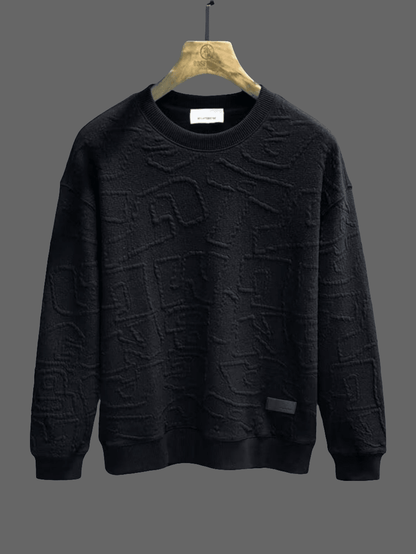 Men's Plus Size Textured Round Neck Long Sleeve Sweatshirt - Bkonfec. Store Fashion