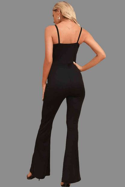 Spliced Mesh Spaghetti Strap Jumpsuit – Chic, Sleek, and Trendy - Bkonfec. Store Fashion