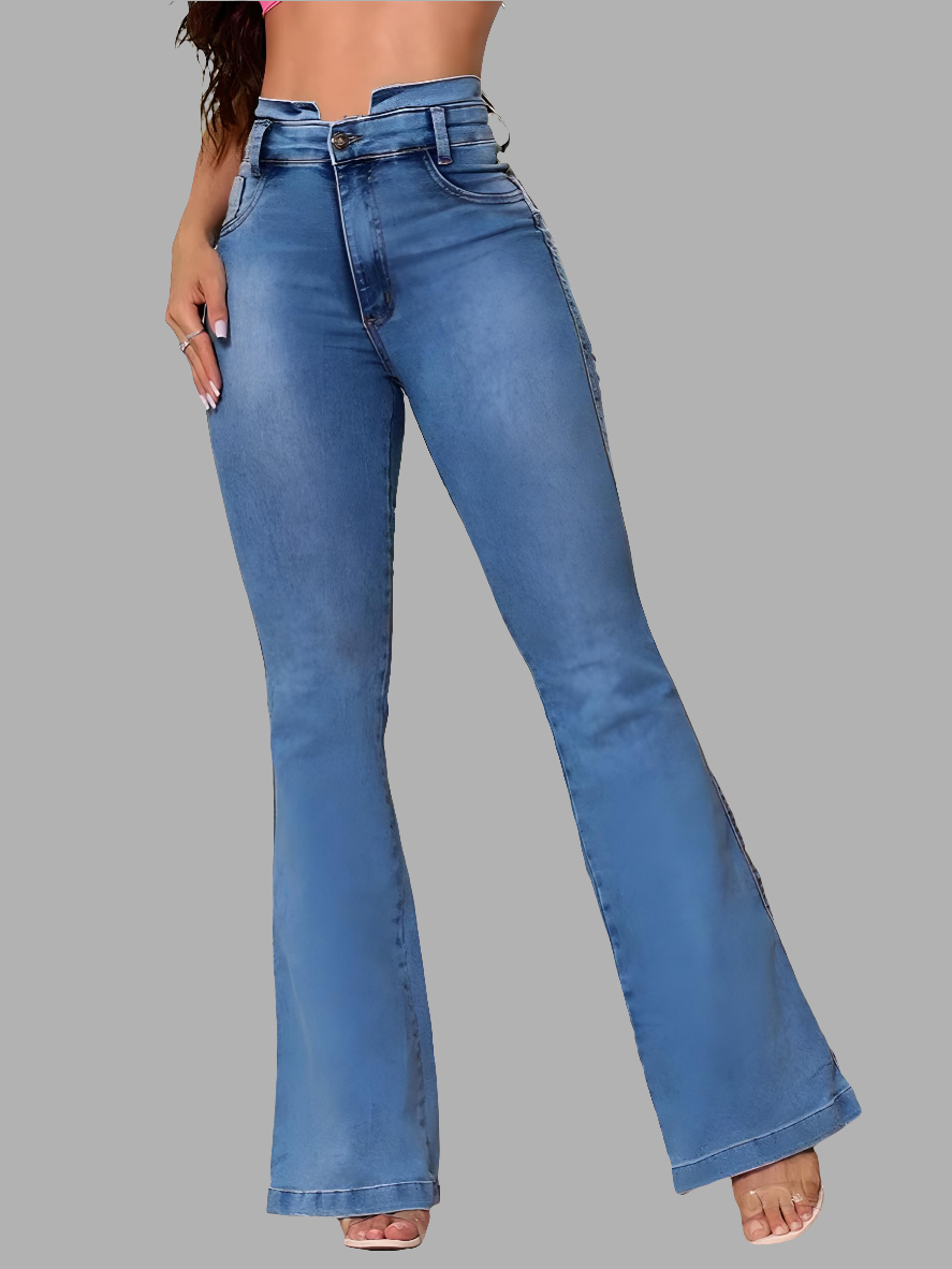 Washed Slim High Rise Flared Jeans