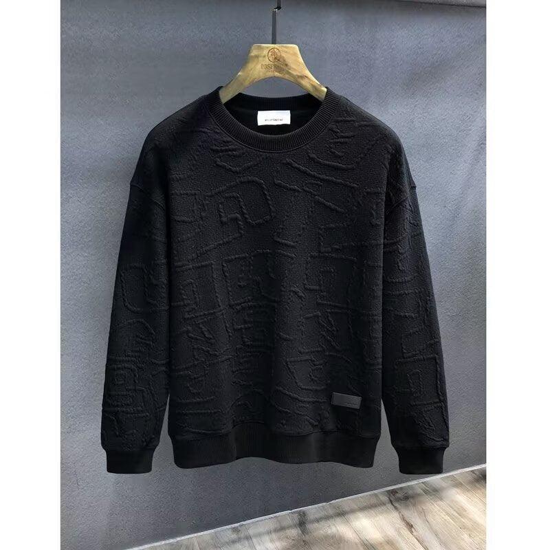 Men's Plus Size Textured Round Neck Long Sleeve Sweatshirt - Bkonfec. Store Fashion