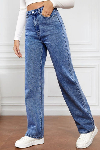 High Waist Straight Jeans - Bkonfec. Store Fashion